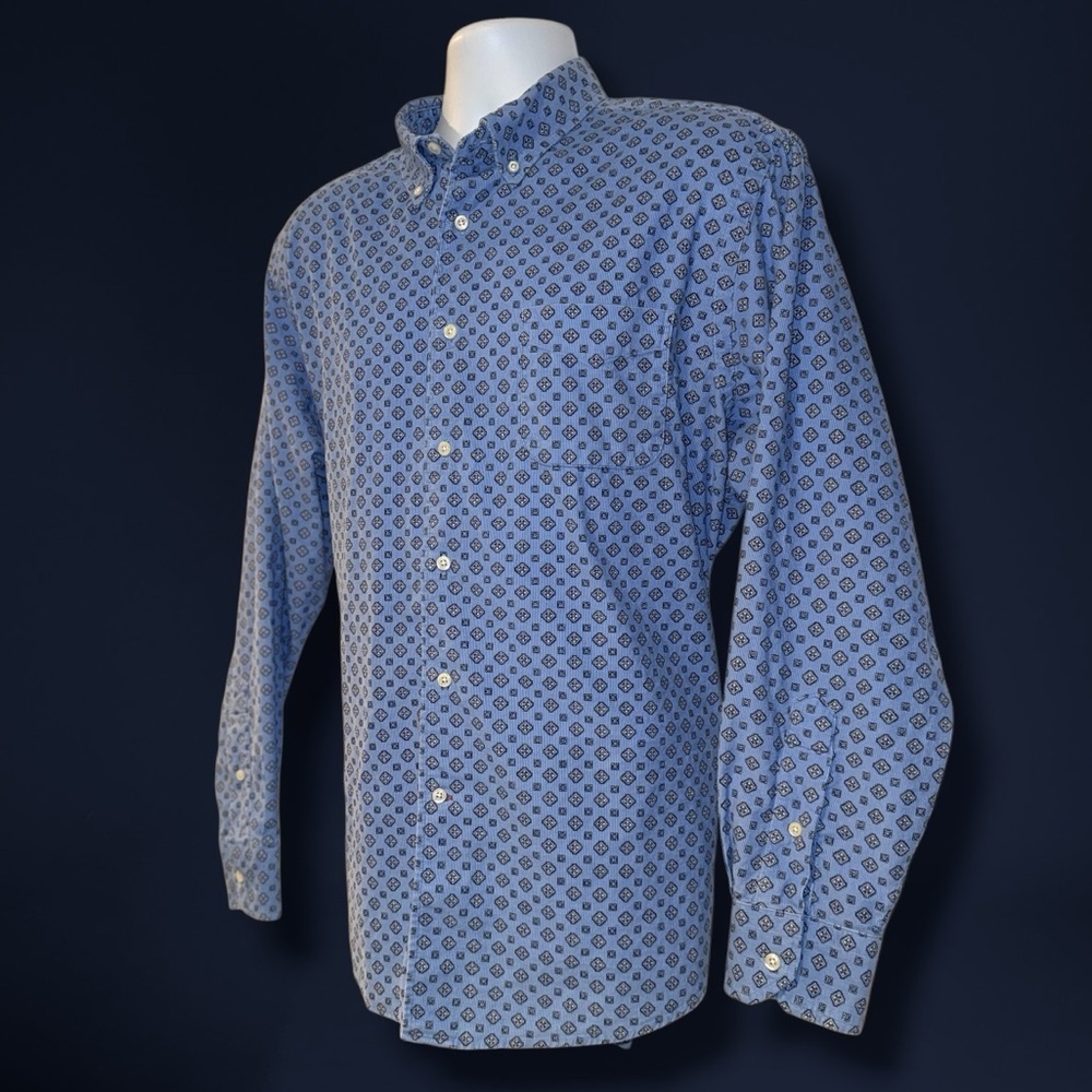 Daniel Cremieux Men’s XL Long Sleeve Button Down Shirt Blue Geometric Print